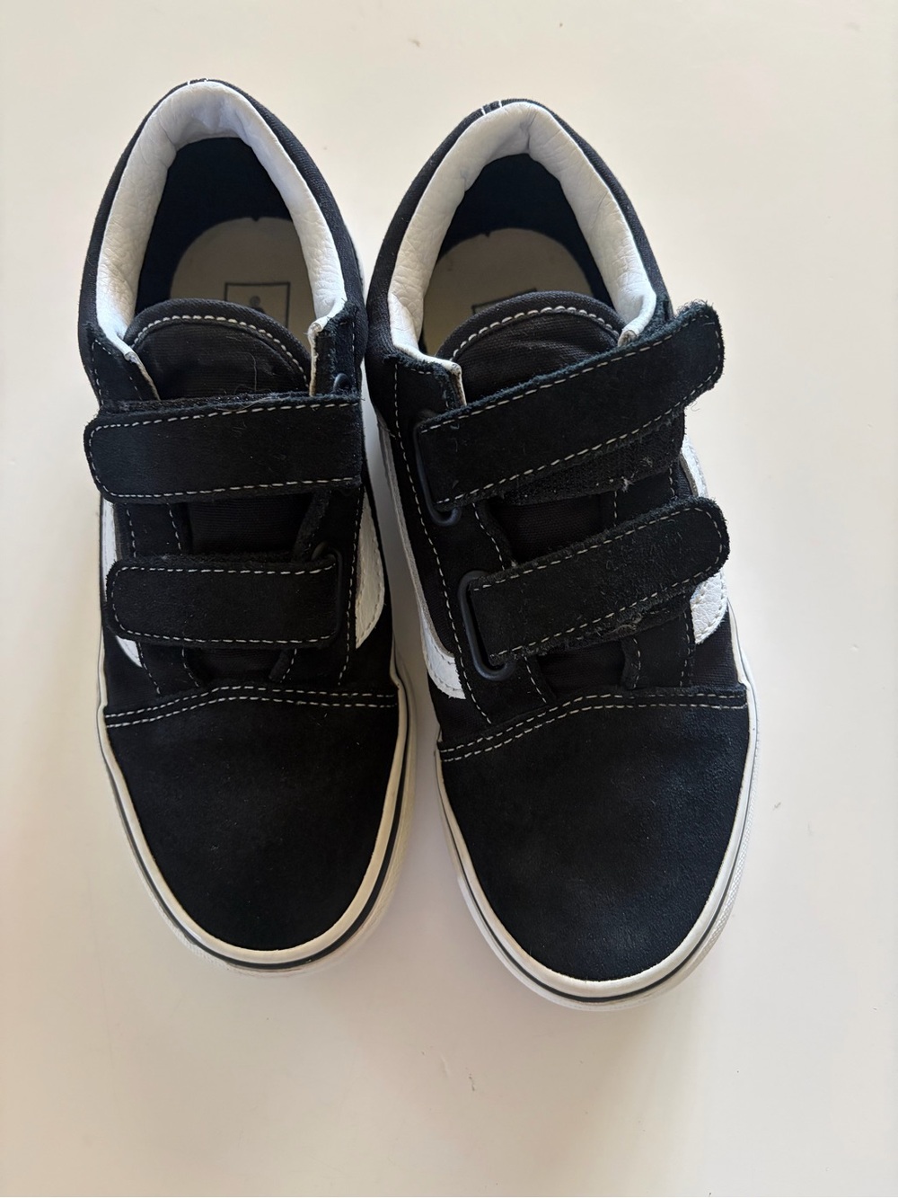 Vans Kids Black and White Velcro Skate Sneakers